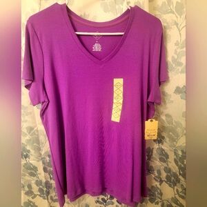 St. John's Bay V neck- over size sleeves - pretty color - Size XL